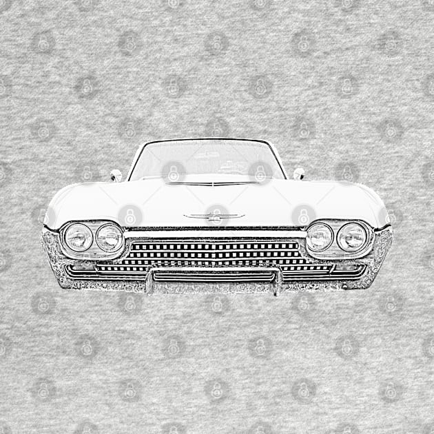 Ford Thunderbird 1962 American classic car monochrome by soitwouldseem